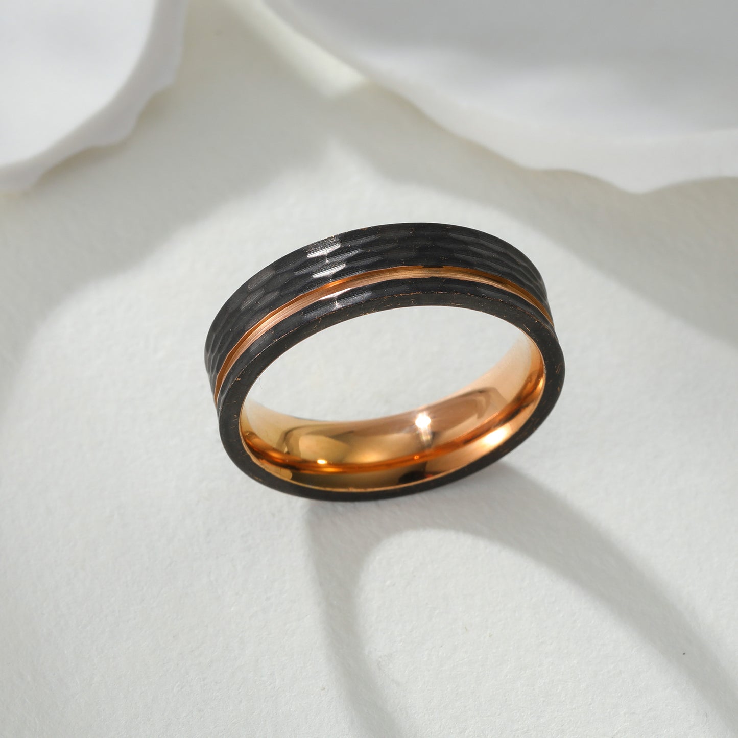 Stainless Steel Ring 6mm Black Rose Gold Groove Design Unisex For Couples Planderful Everyday Genie