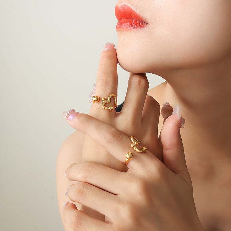 Chic Love Open Ring: Stylish Korean Hand Jewelry