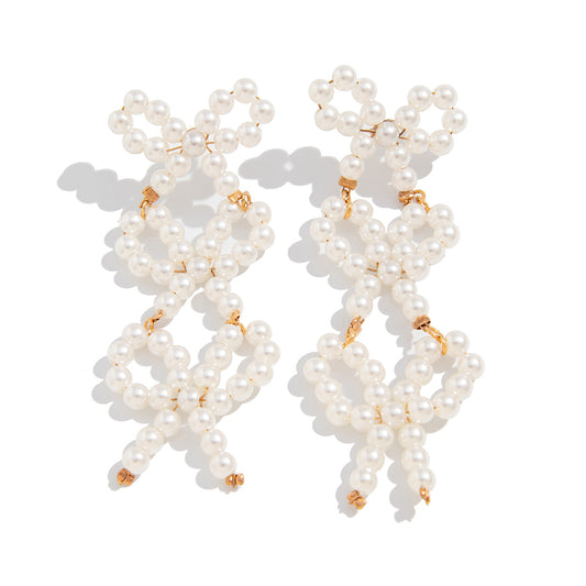 Planderful Vienna Verve Earrings – Elegant French Temperament with Imitation Pearls