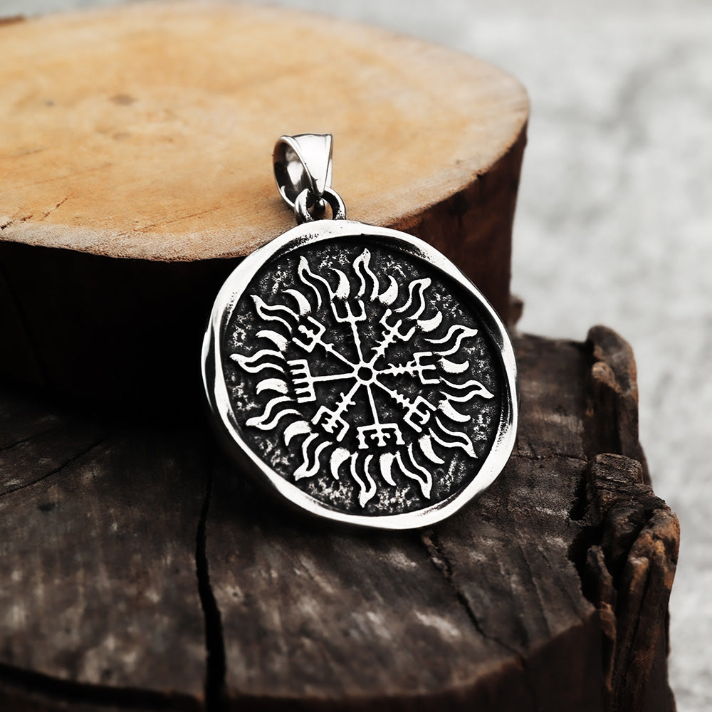 Viking Pendant Necklace Titanium Steel Personalized Retro Norse Legacy Jewelry For Men Planderful