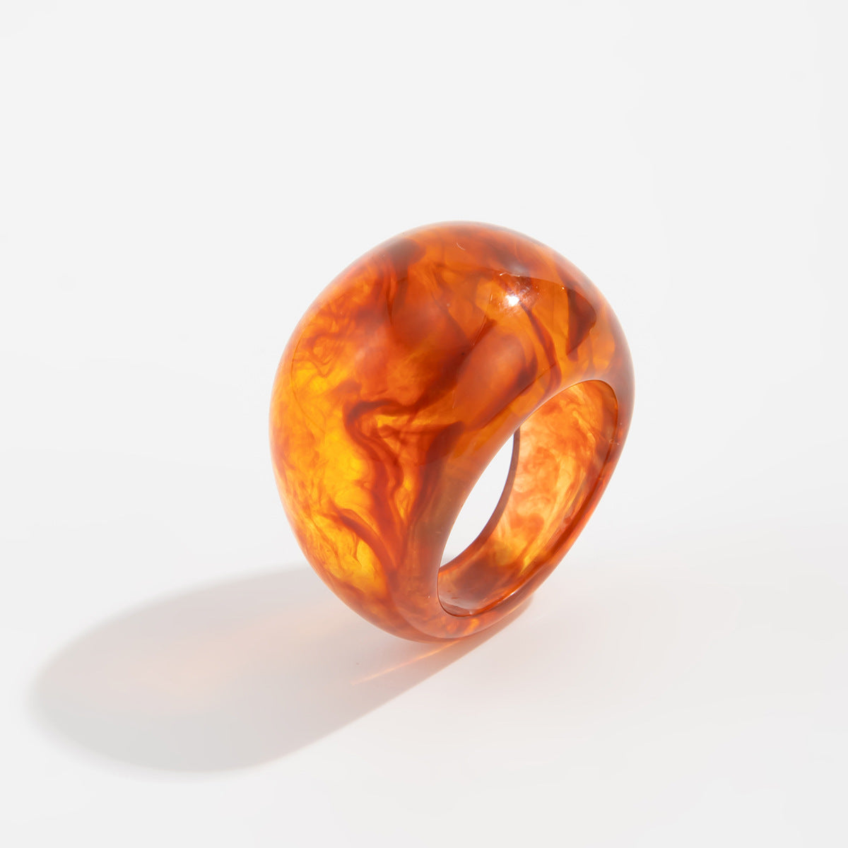 Planderful Vienna Verve Statement Ring Bread Shaped Wide Ring Maillard Color Hand Jewelry For Bold Fashion Lovers