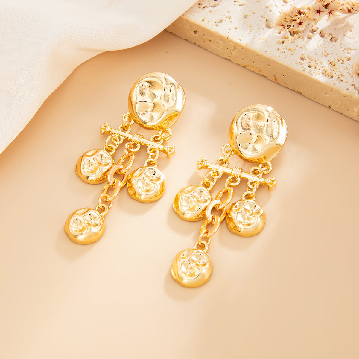 Planderful Vienna Verve Liquid Round Fringed Earrings For Women Bold Statement Jewelry