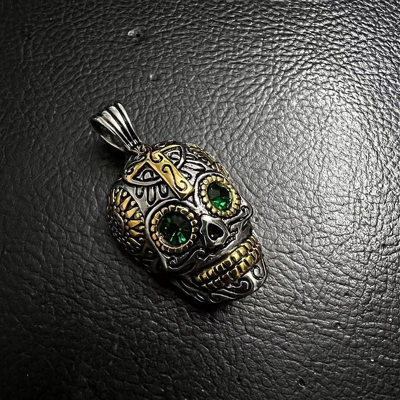 Gold-Plated Stainless Steel Necklace - Statement Skull