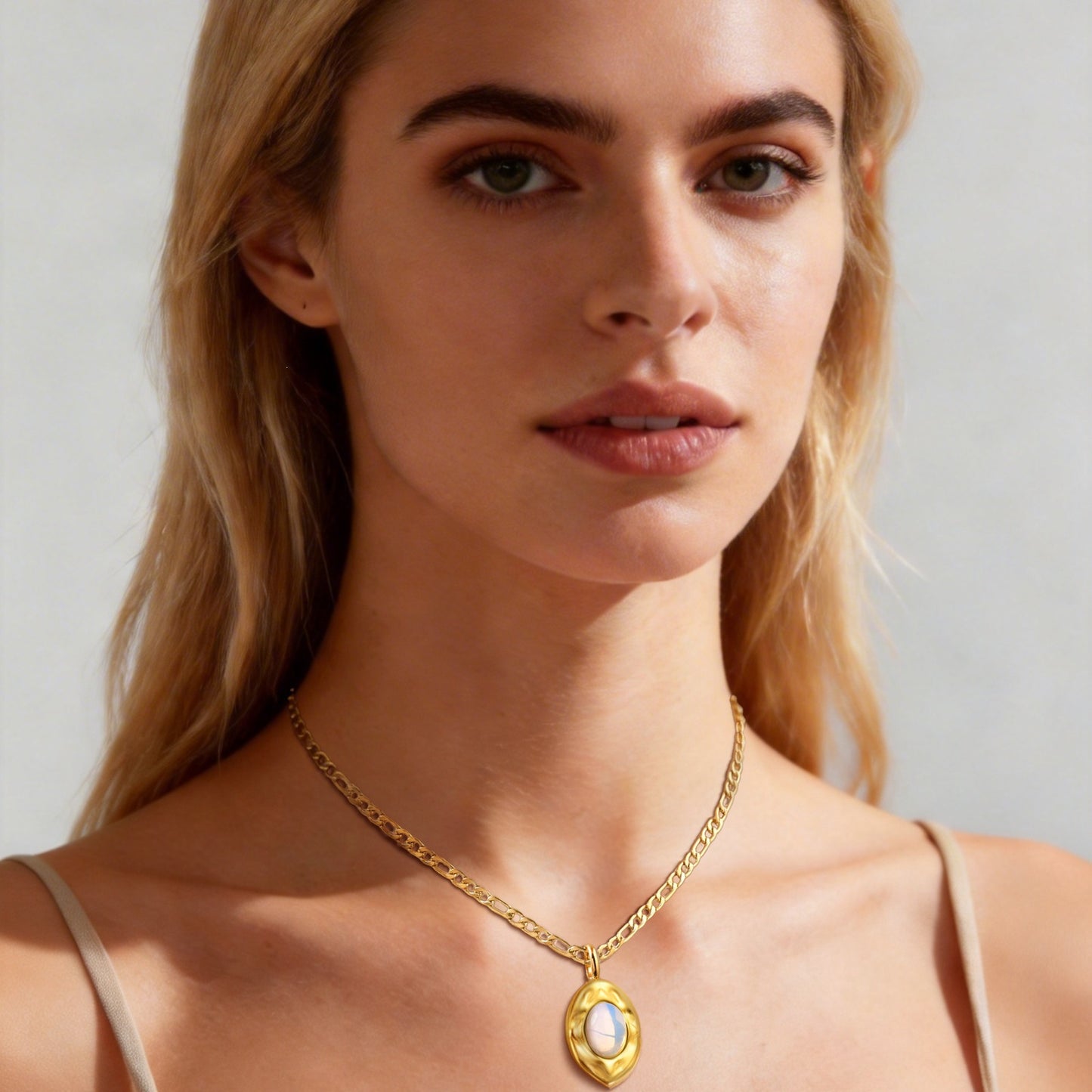 Stainless Steel Natural Malachite Necklace Collarbone Chain