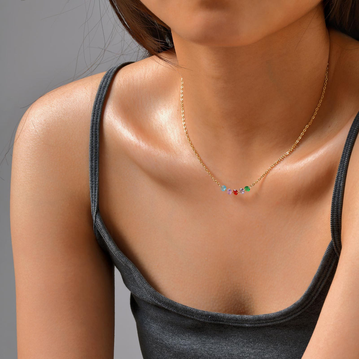 Stainless Steel White Zircon Gold Necklace Ladies