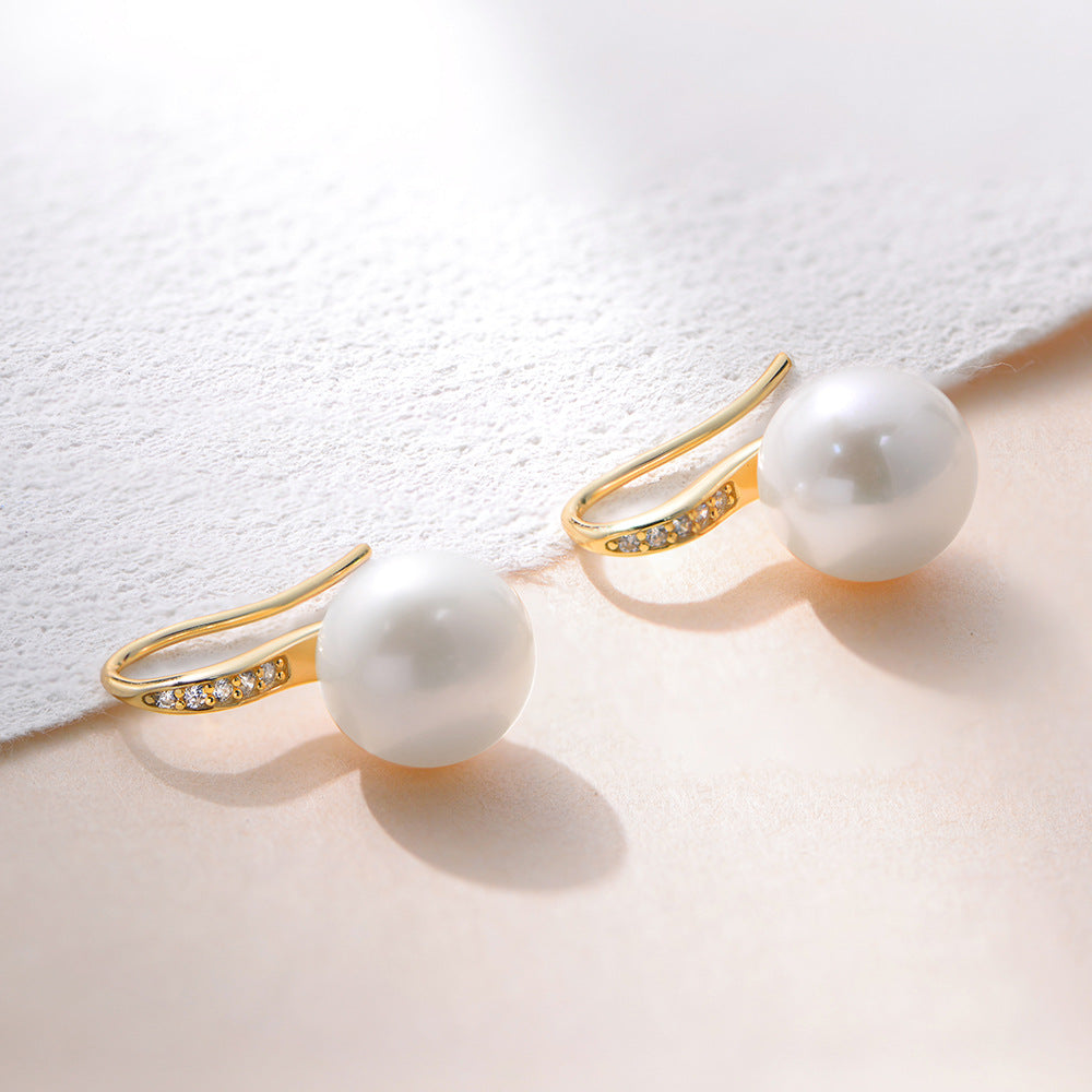 Planderful S925 Silver Pearl Earrings With Micro Inlaid Zircon Elegant Lightweight Luxury For Fashionable Women