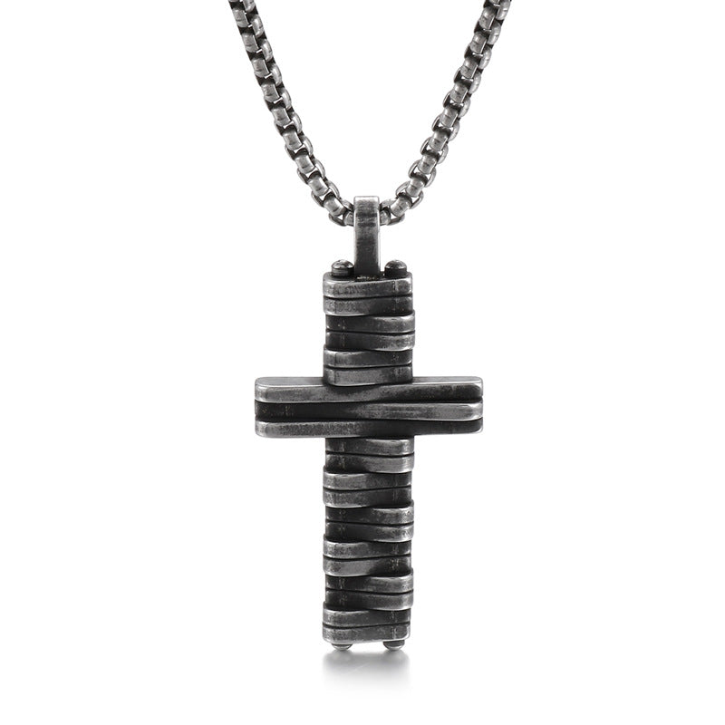 Hip-Hop Men's Personalized Irregular Cross Pendant Necklace in Stainless Steel and Titanium