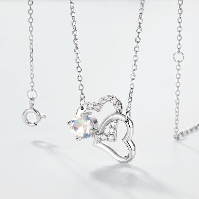 Planderful Everyday Genie Necklace – Colorful Blue Moonlight Inlaid Silver Collarbone Chain