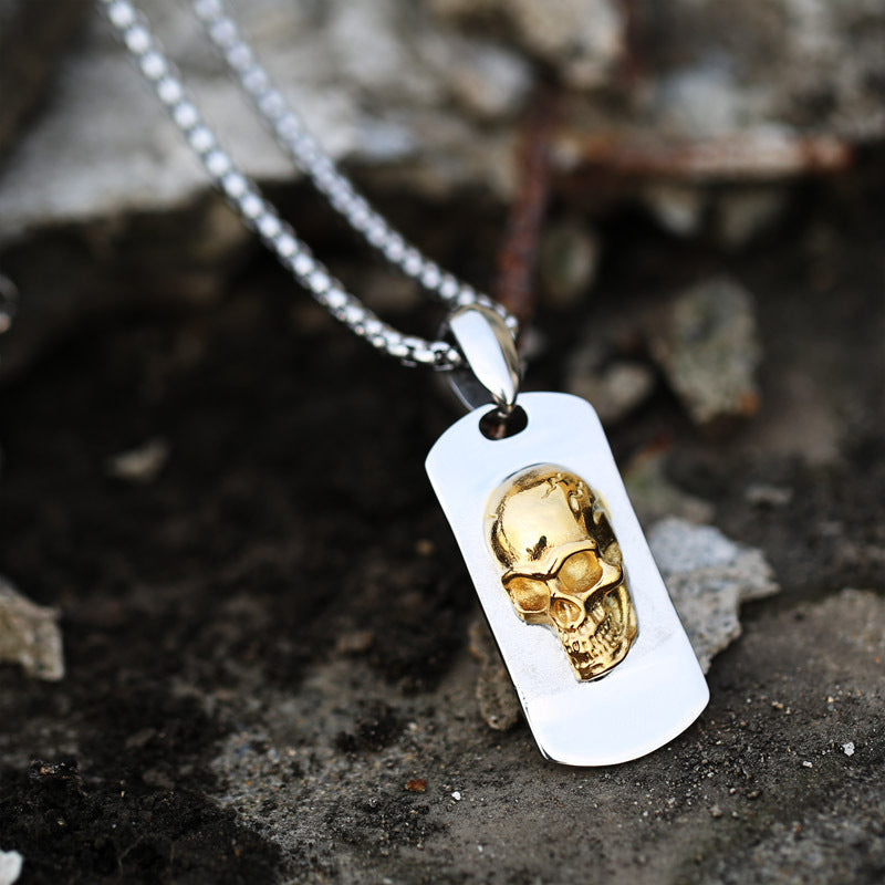 Ethnic Style – Titanium Steel Skull Pendant – Men's Stainless Steel Pendant . Necklace
