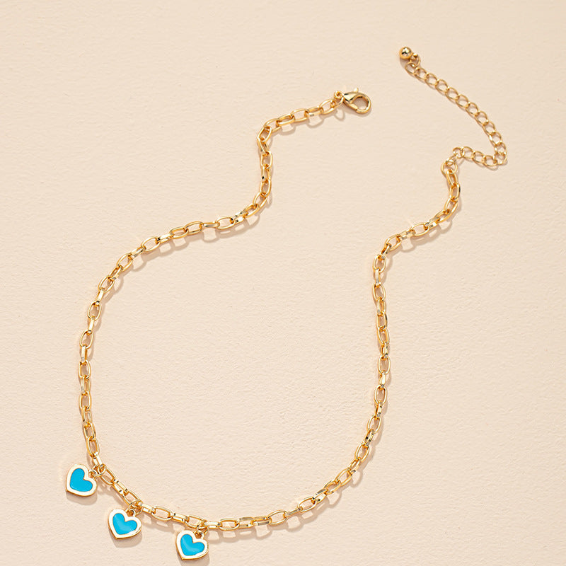 Dazzling Glazed Light Blue Love Necklace - Vienna Verve Collection