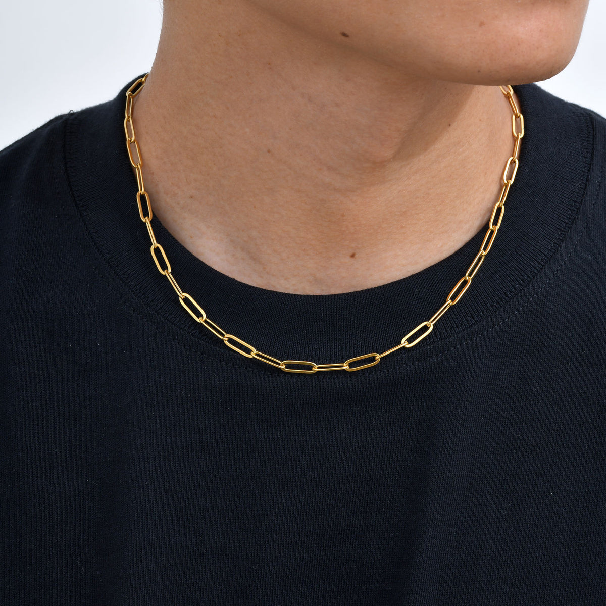 Thick Chain Stainless Steel Rectangular Chain Necklace Collarbone Chain Sweater Chain Men