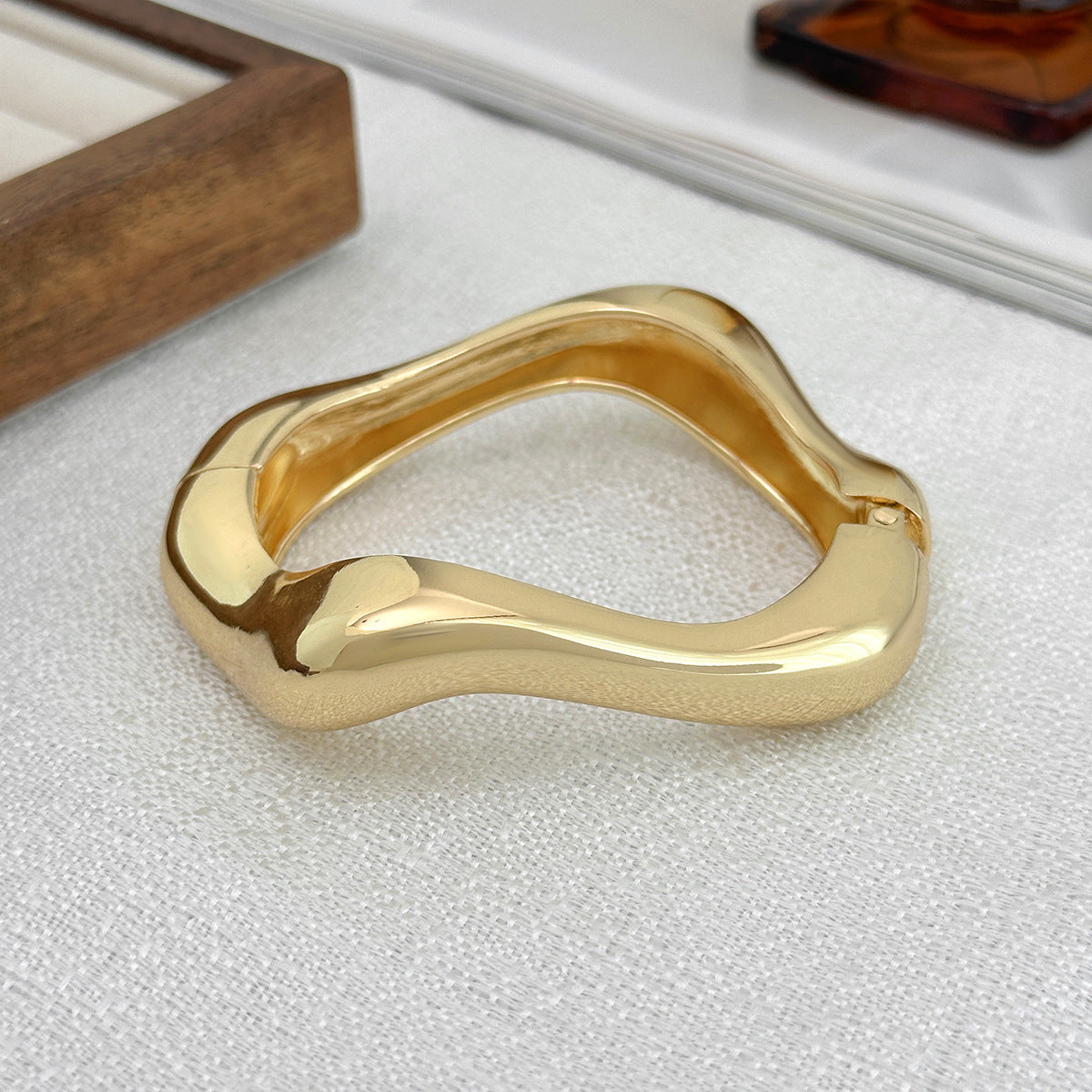 Planderful Geometric Wide Bracelet Vienna Verve Statement Jewelry For Women Bold Water Pattern Design