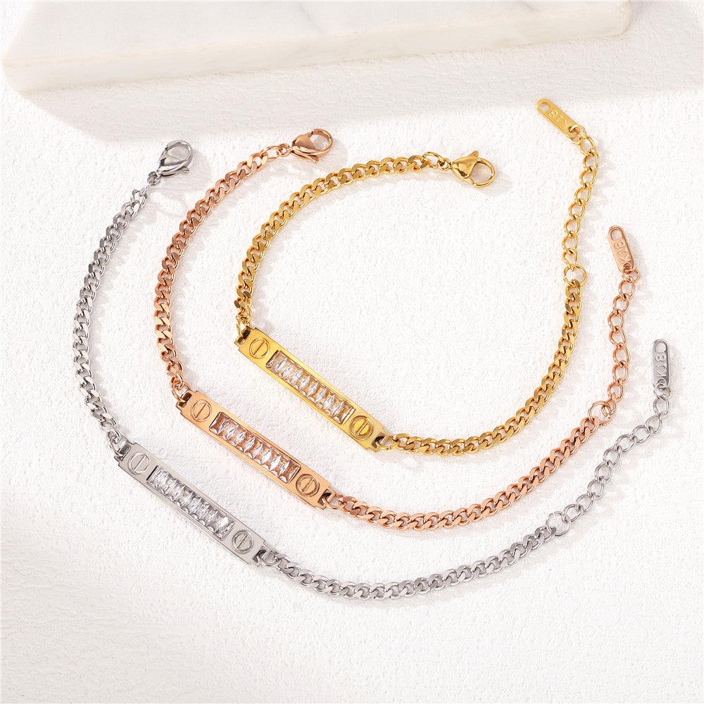 Planderful Zircon Bracelet For Women Elegant Everyday Genie Steel Jewelry Statement Piece