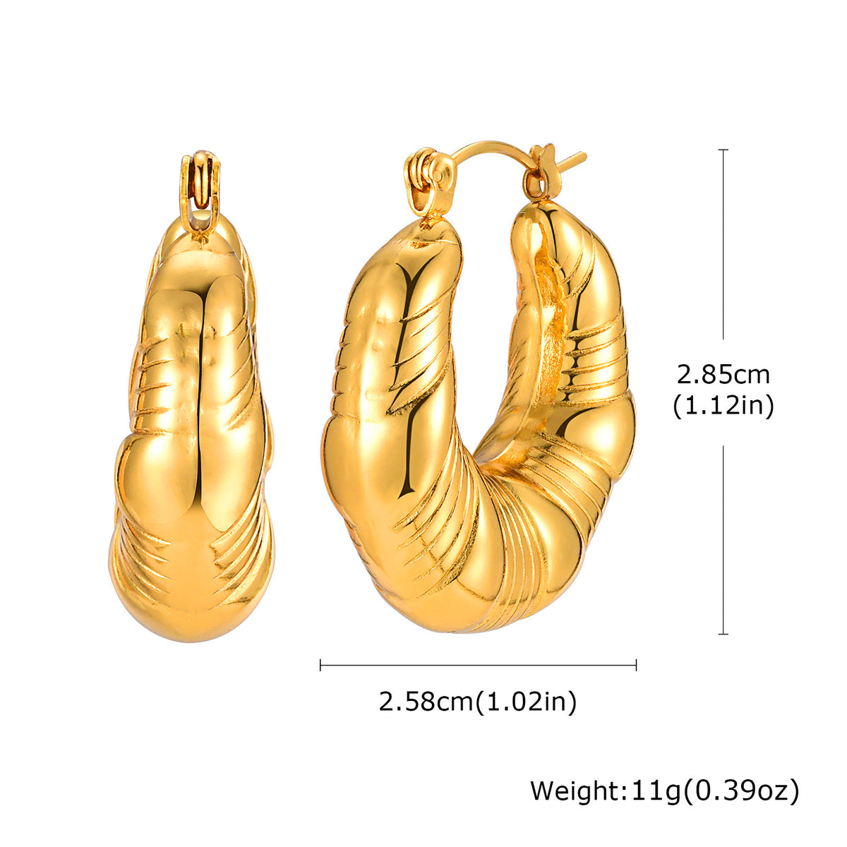 Gold-Tone Stainless Steel Earrings — Modern Design