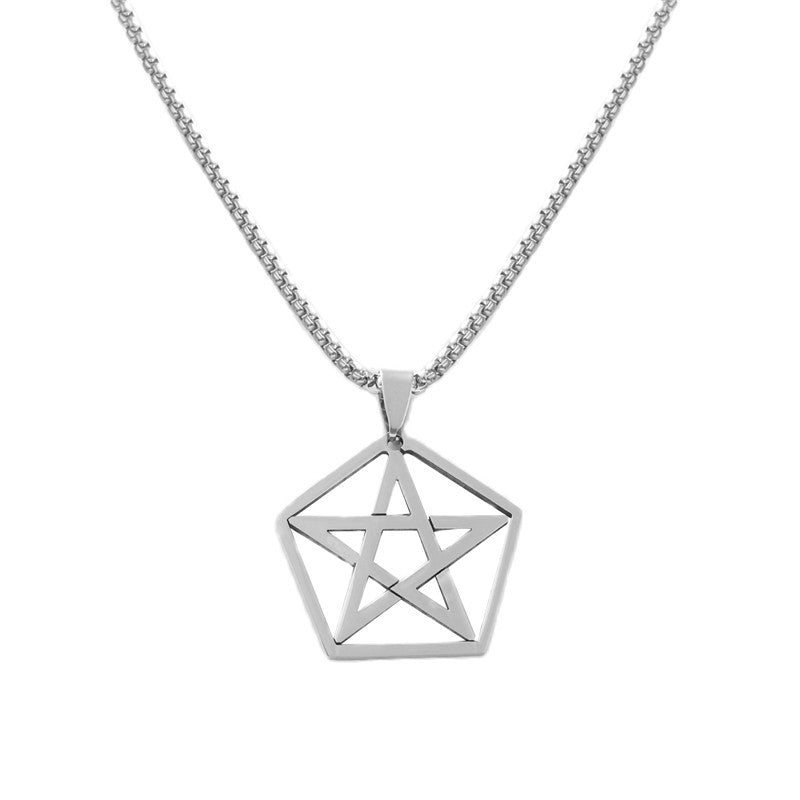 Trendy Men's Personalized Retro Titanium Steel Pentagram Pendant Necklace