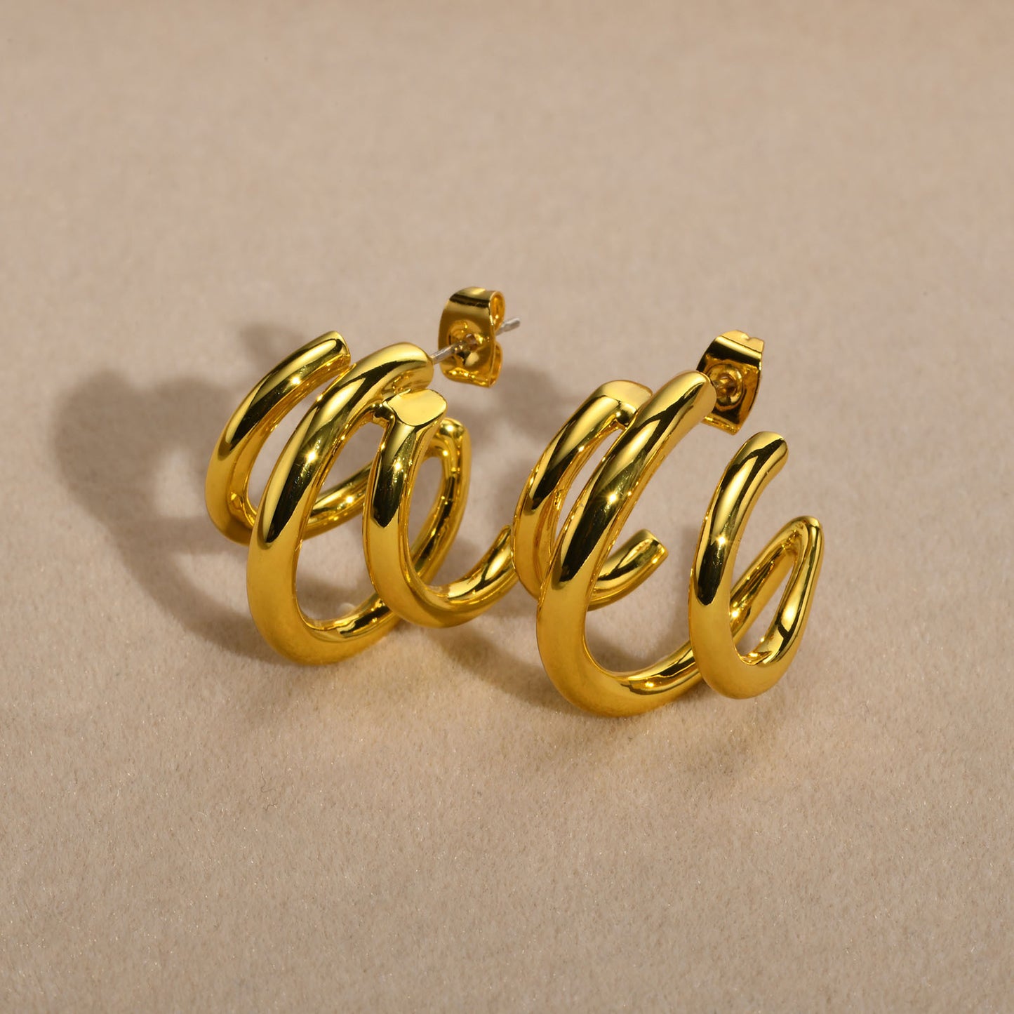 European And American Jewelry Copper Three-Ring Earrings Set