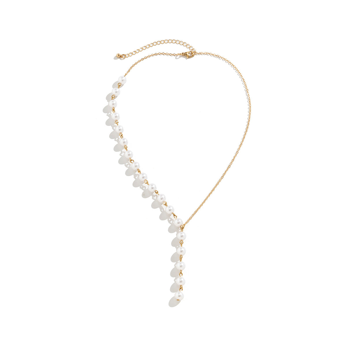 Imitation Pearl Fringed Necklace By Planderful Vienna Verve For Women Asymmetric Micro Inlaid Chic Elegant
