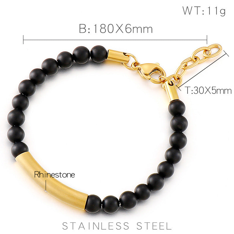 Planderful Everyday Genie Mens Bracelet Black Agate Zircon
