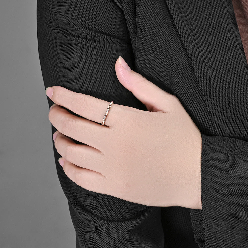 Planderful Zircon Tail Ring Titanium Steel Stacked Ring For Everyday Elegant Women