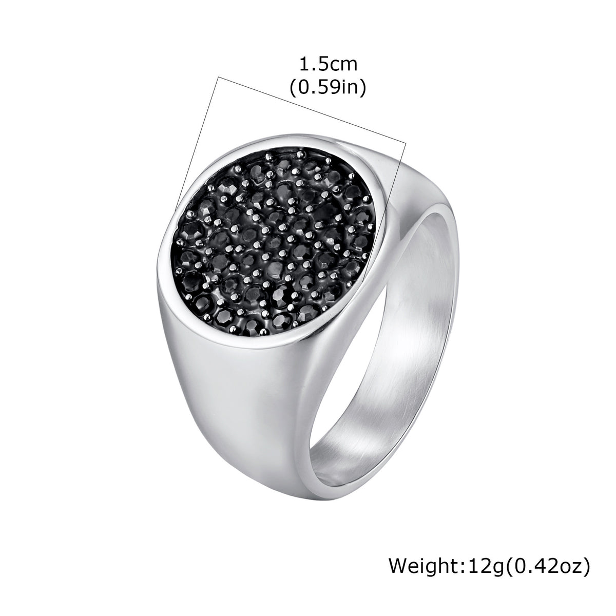Stainless Steel Ring With Gray Zircon – Nightclub Hip Hop Hiphop