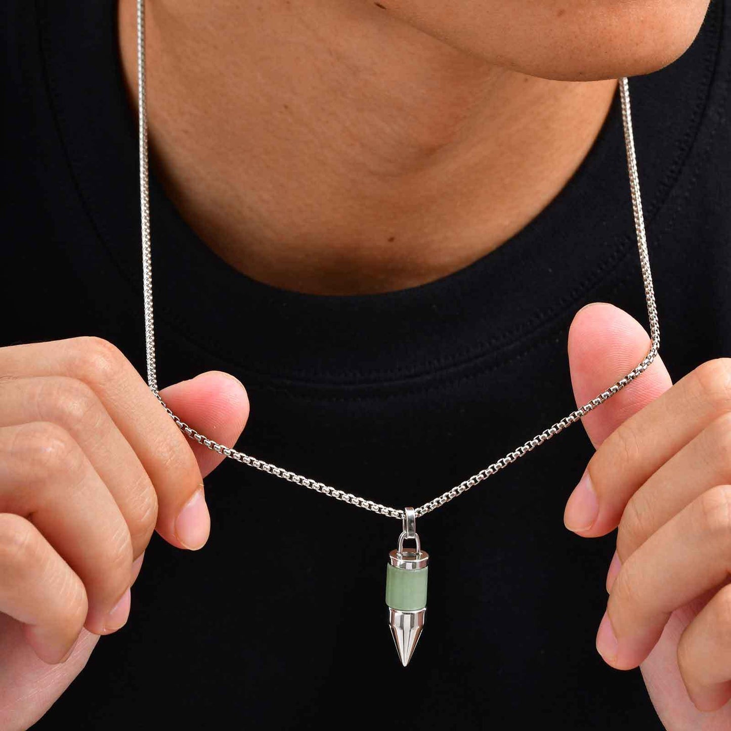 Planderful Mens Pendant Necklace Round Bullet Gemstones