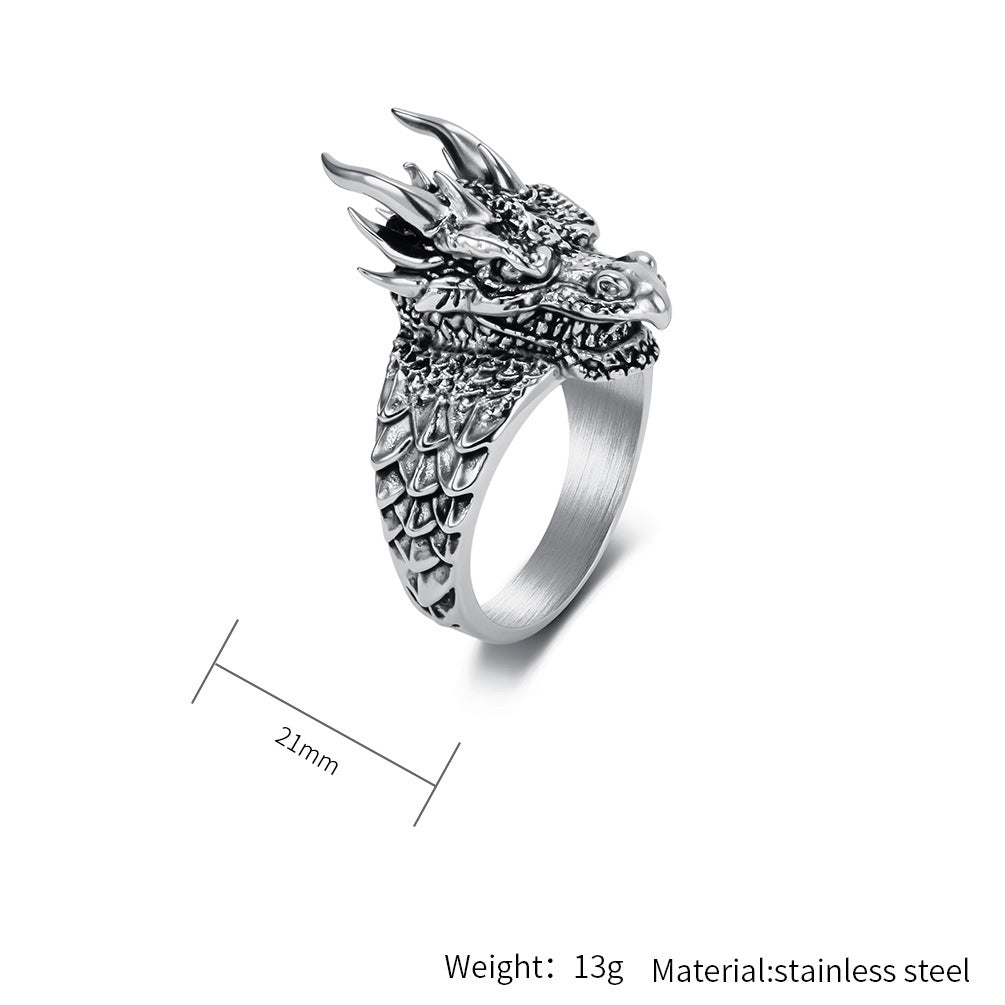 Planderful Dragon Ring For Men And Unisex Titanium Steel Dragon Head Ring With Color Resistant Finish For Bold Punk Style
