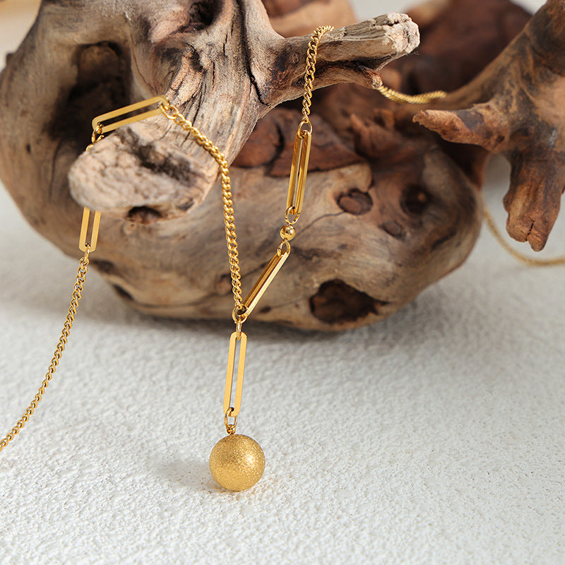 Niche Design Long Pendant Metal Ball Necklace - Planderful Collection