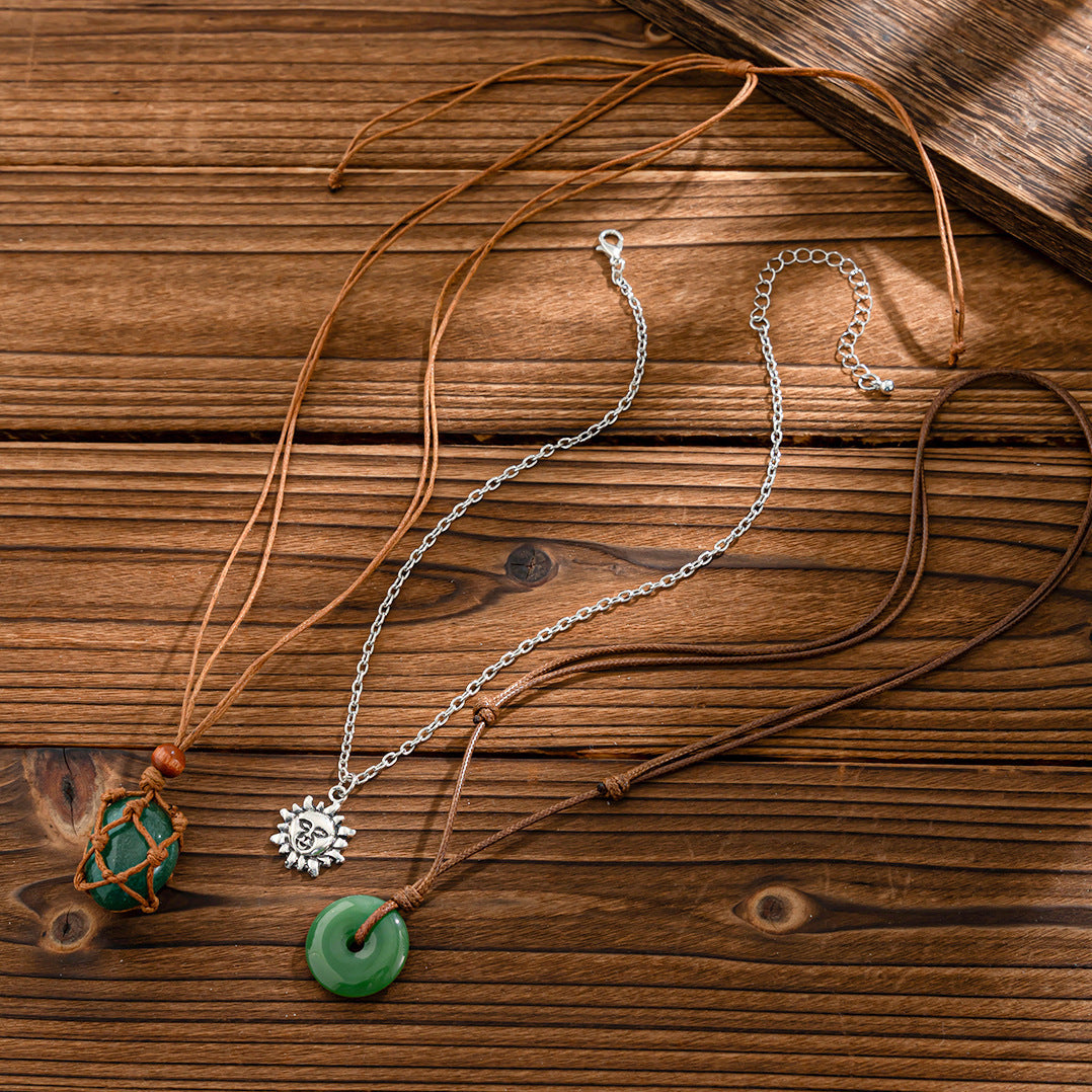 Planderful Vienna Verve Necklace – Retro Geometric Pendant with Adjustable Wax Line