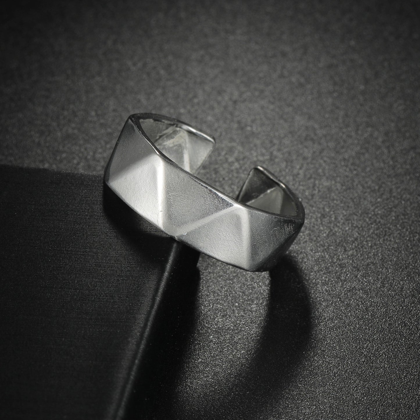 Planderful Everyday Genie Unisex Open Adjustable Stainless Steel Ring Geometric Multifaceted Statement