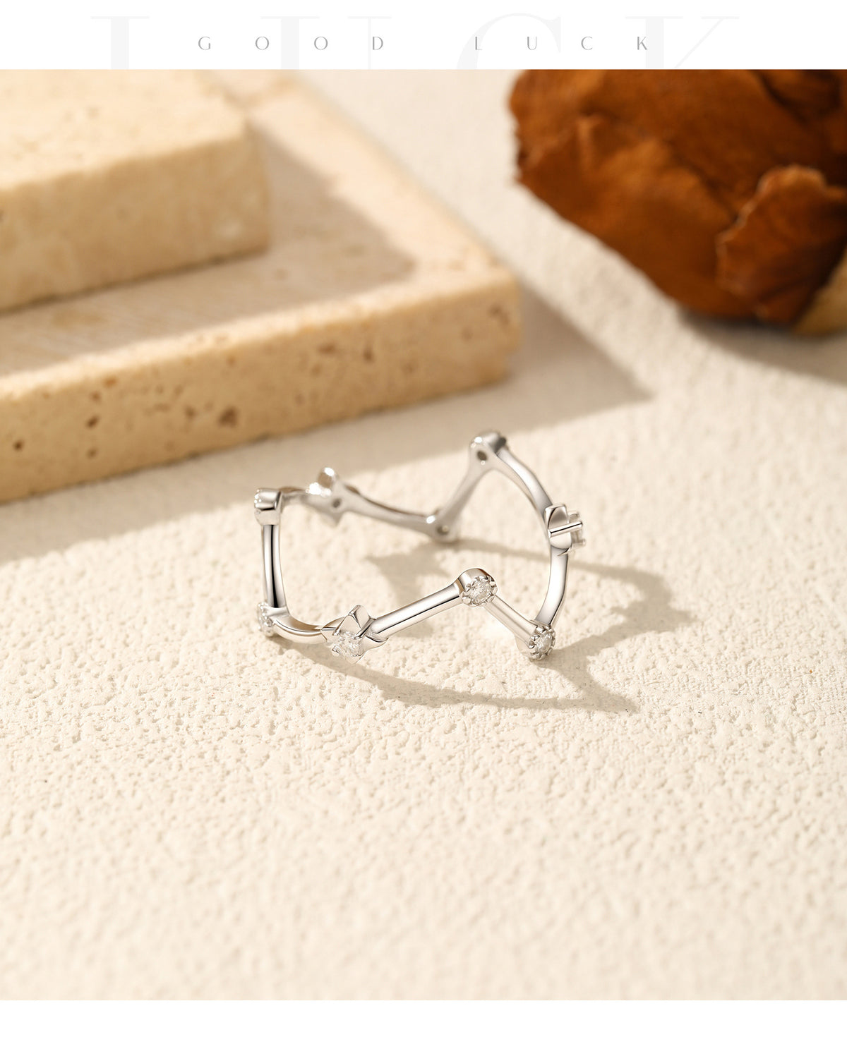 S925 Sterling Silver Irregular Geometric Moissanite Ring