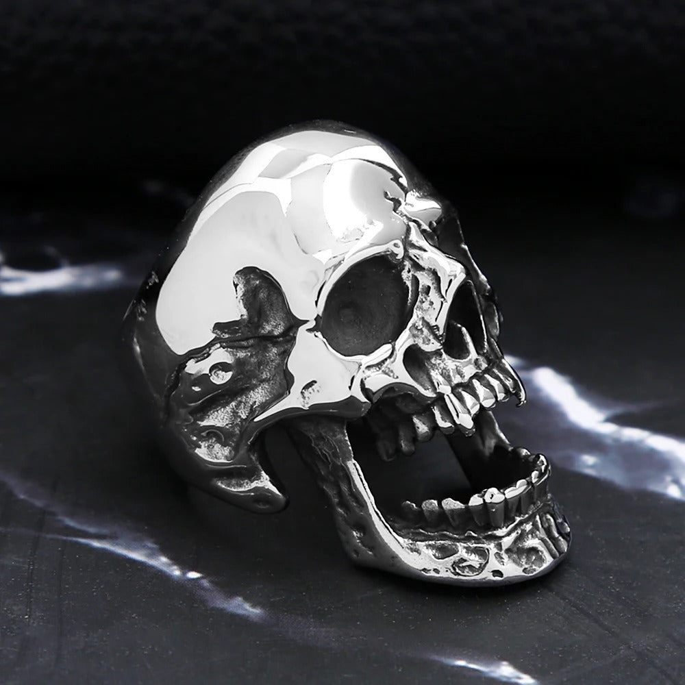 Planderful Shop Skull Ring Titanium For Men With Retro Long Teeth Zombie Design Halloween Durable Statement Jewelry