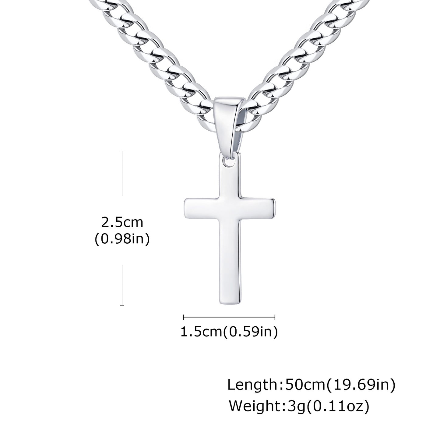 Planderful Stainless Steel Cross Necklace For Men Hip Hop