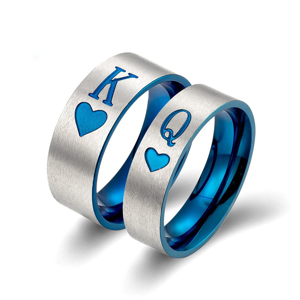 E-commerce Supply KING QUEEN Queen Couple Ring Titanium Steel
