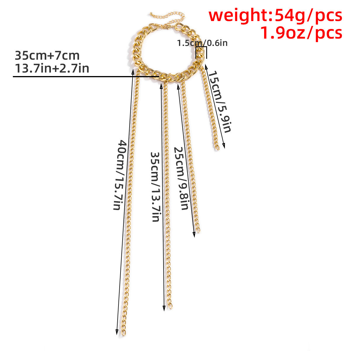 Planderful Vienna Verve Fringe Chain Necklace For Women Bold Hip Hop Geometric Statement Jewelry
