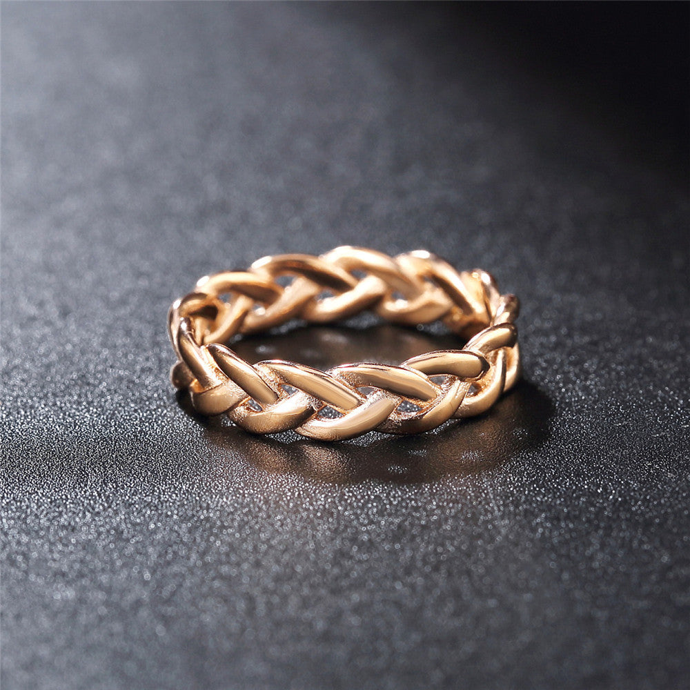 Personalized Stainless Steel Ring Unisex Viking Woven Style With Protection Symbol Planderful Everyday Genie