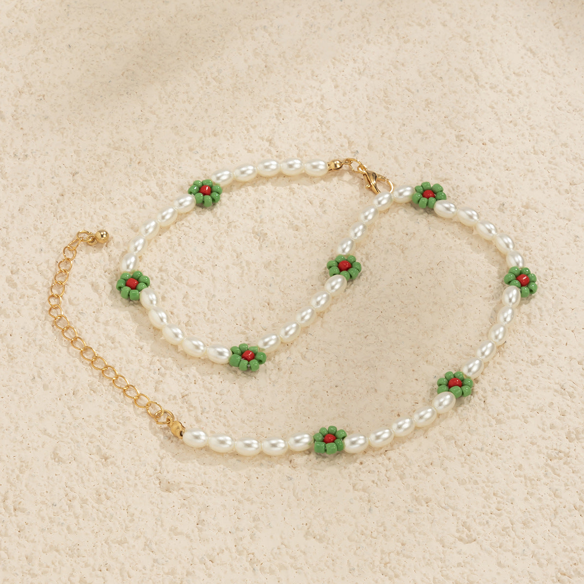 Planderful Vienna Verve Bohemian Daisy Collarbone Necklace Beaded Imitation Pearl For Boho Chic Women