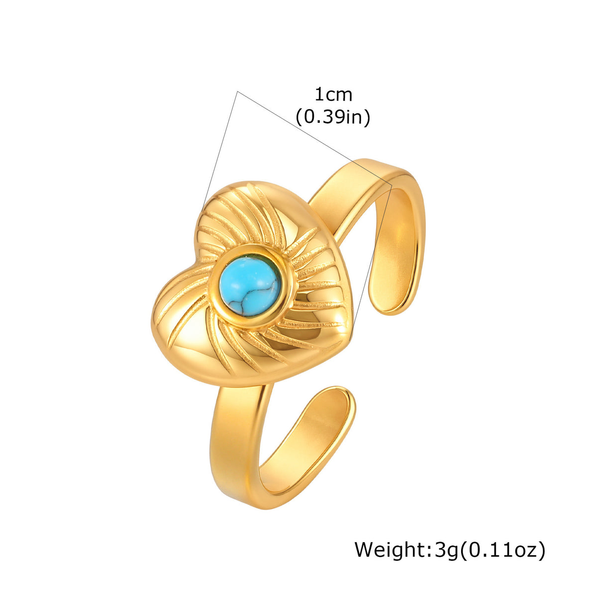 Stainless Steel Heart Thread Natural Turquoise – Live Design For Men & Women Ring
