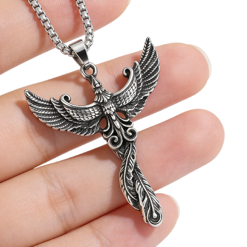 Personalized Retro Phoenix Titanium Steel Pendant With Protection Statement For Unisex Style By Planderful Now