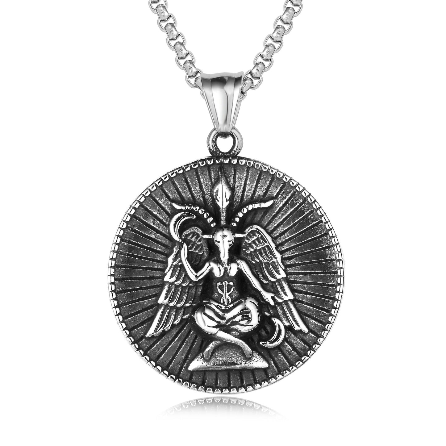 Planderful Titanium Steel Pendant With Thai Elephant God Wings For Men Unisex Protection Charm
