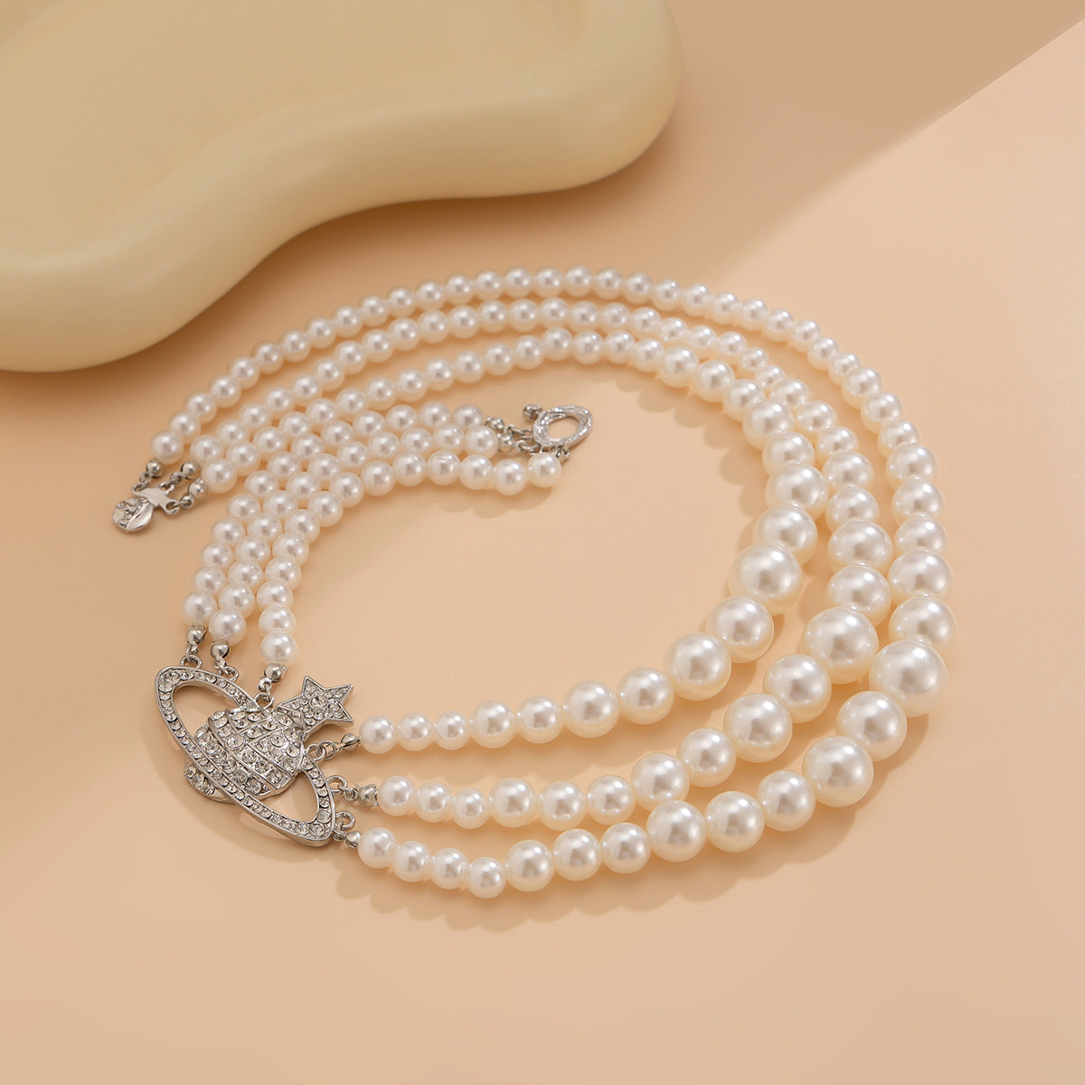 Pearl Planet & Star Fringe Layered Necklace
