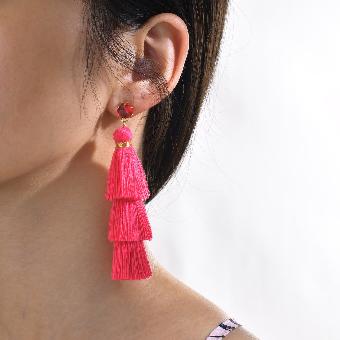 Various Stainless Steel Pomegranate Zircon Three-Color Earrings Women