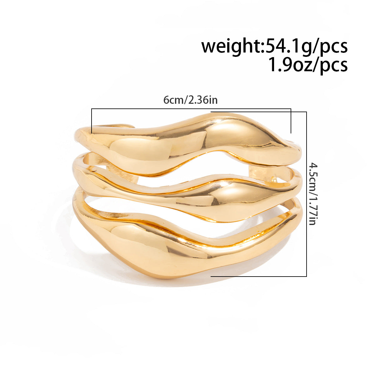 Geometric Wave Bracelet Planderful Irregular Opening Statement Jewelry For Women Vienna Verve Collection