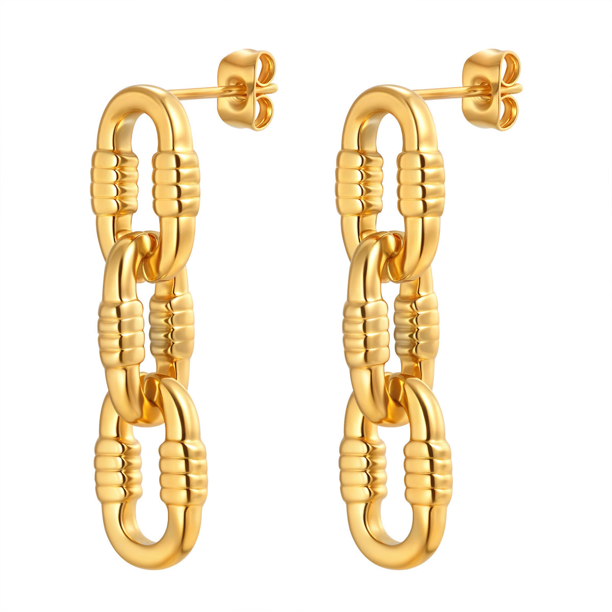 Contemporary Gold-Tone Stainless Steel Earrings