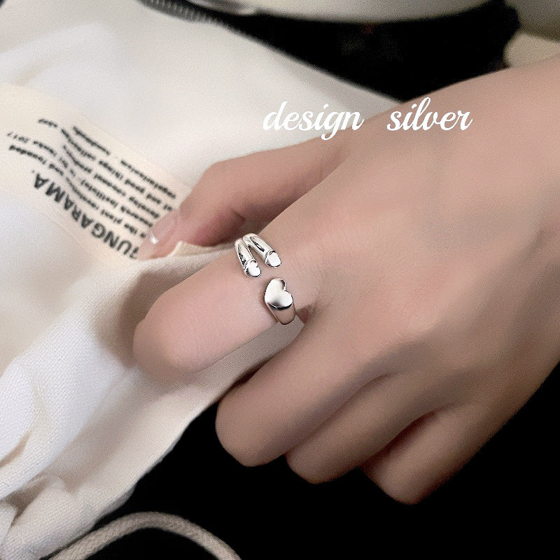 Planderful Everyday Genie – Simple Personality S925 Sterling Silver Love Ring with Heart-Shaped Opening