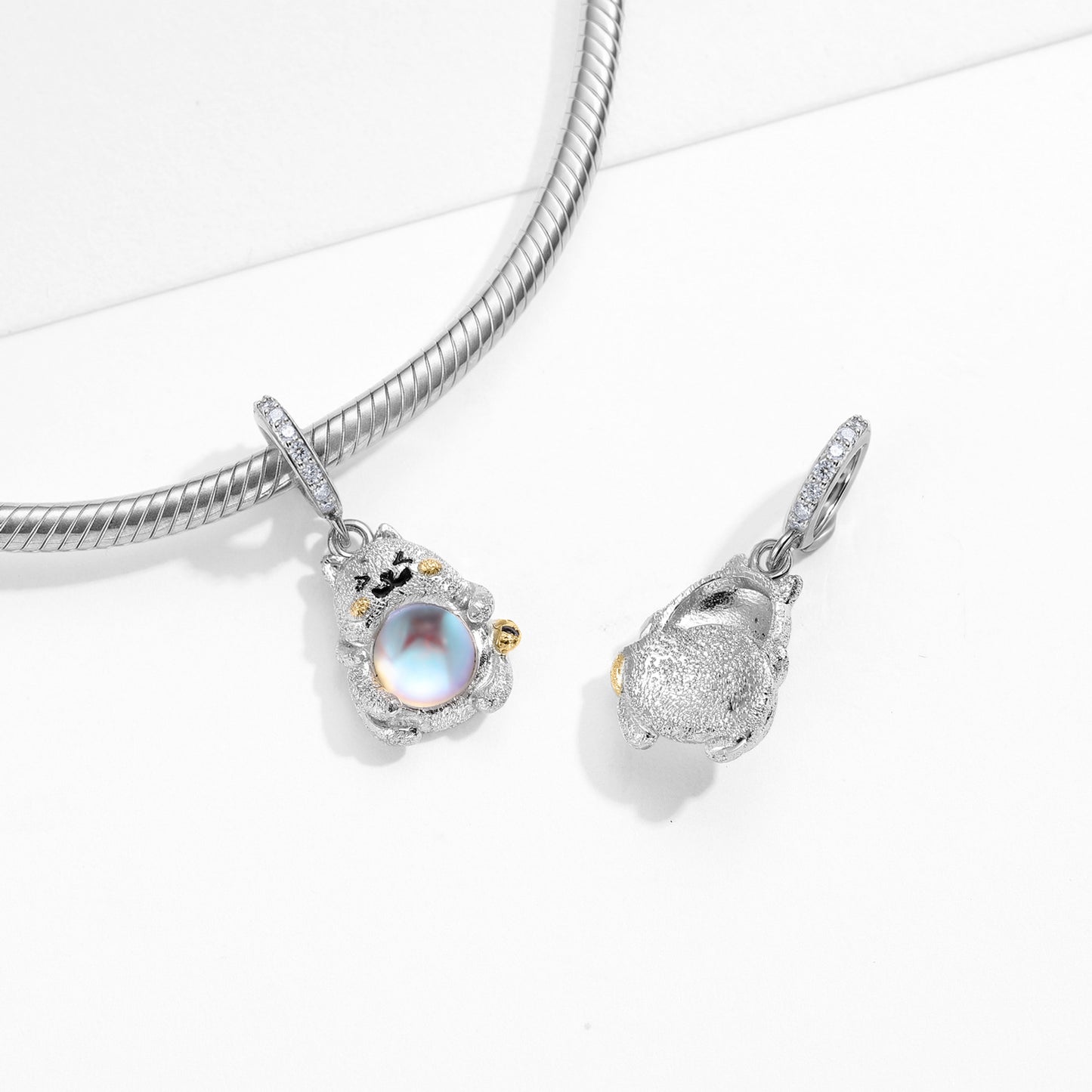 Planderful Jewelry Moonstone Necklace In 925 Sterling Silver Pendant With Sandblasted Finish