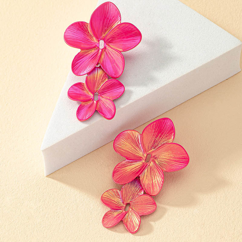 Exaggerated High Fashion Metal Flower Earrings - Vienna Verve Collection