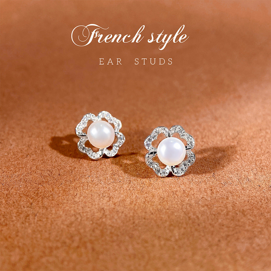 Clover Pearl 925 Sterling Silver Women's Earrings