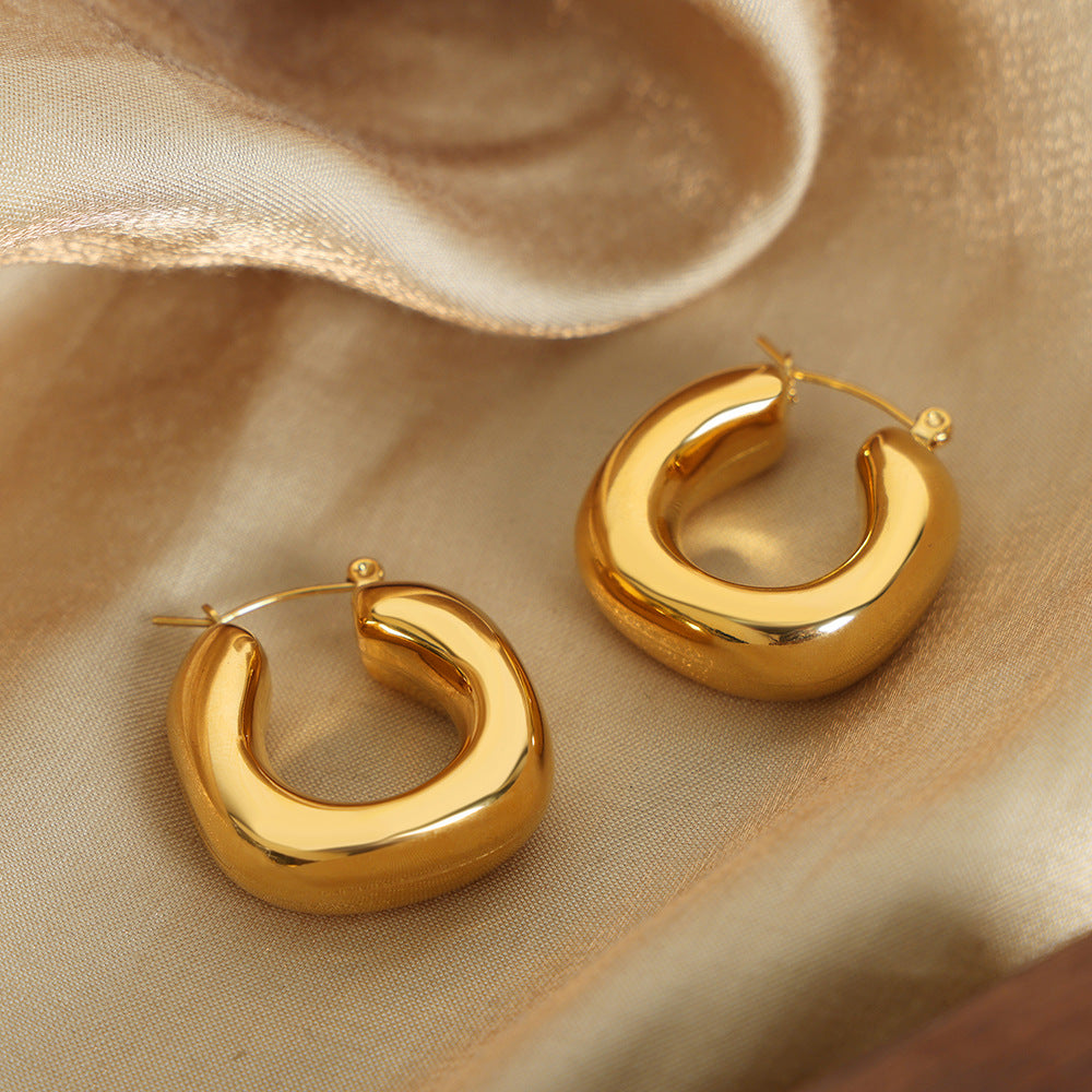 European American High-End Titanium Steel Gold-Plated U-Shaped Geometric Earrings