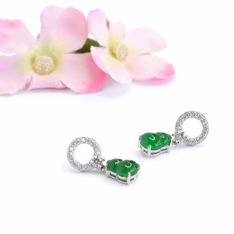 Jadeite Gourd 925 Silver Drop Earrings