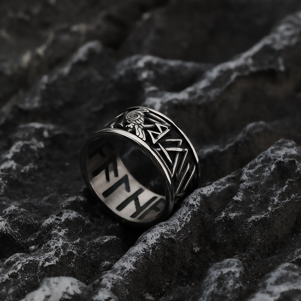 Planderful Viking Rune Ring Stainless Steel Retro Style For Men Everyday Genie Collection